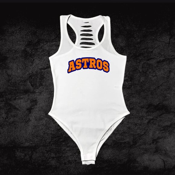Orange/Blue Houston Texas Baseball team womens bodysuit, Astros GF/mom/mothers - Picture 1 of 2
